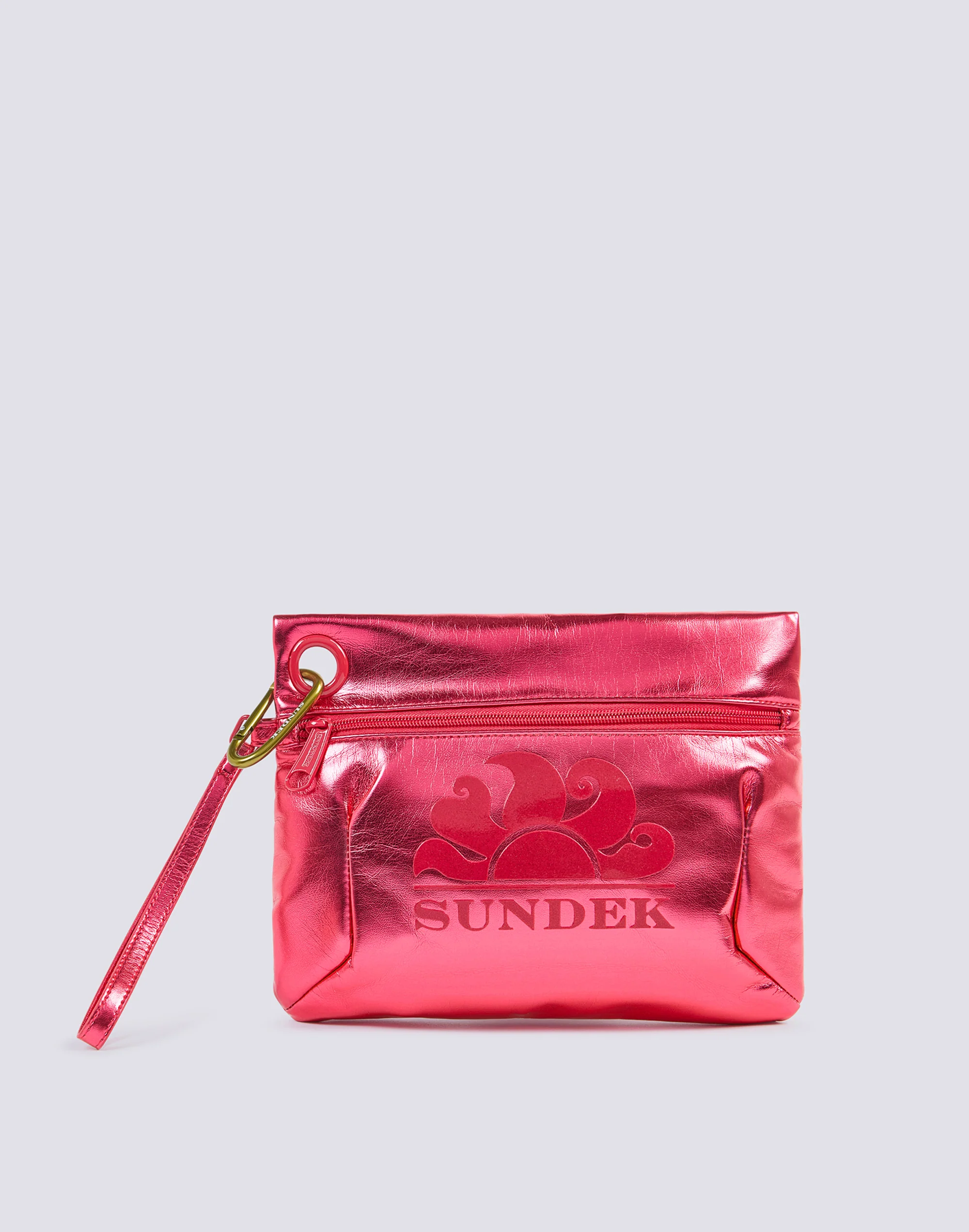 BORSA CLUTCH LAMINATA CON LOGO
