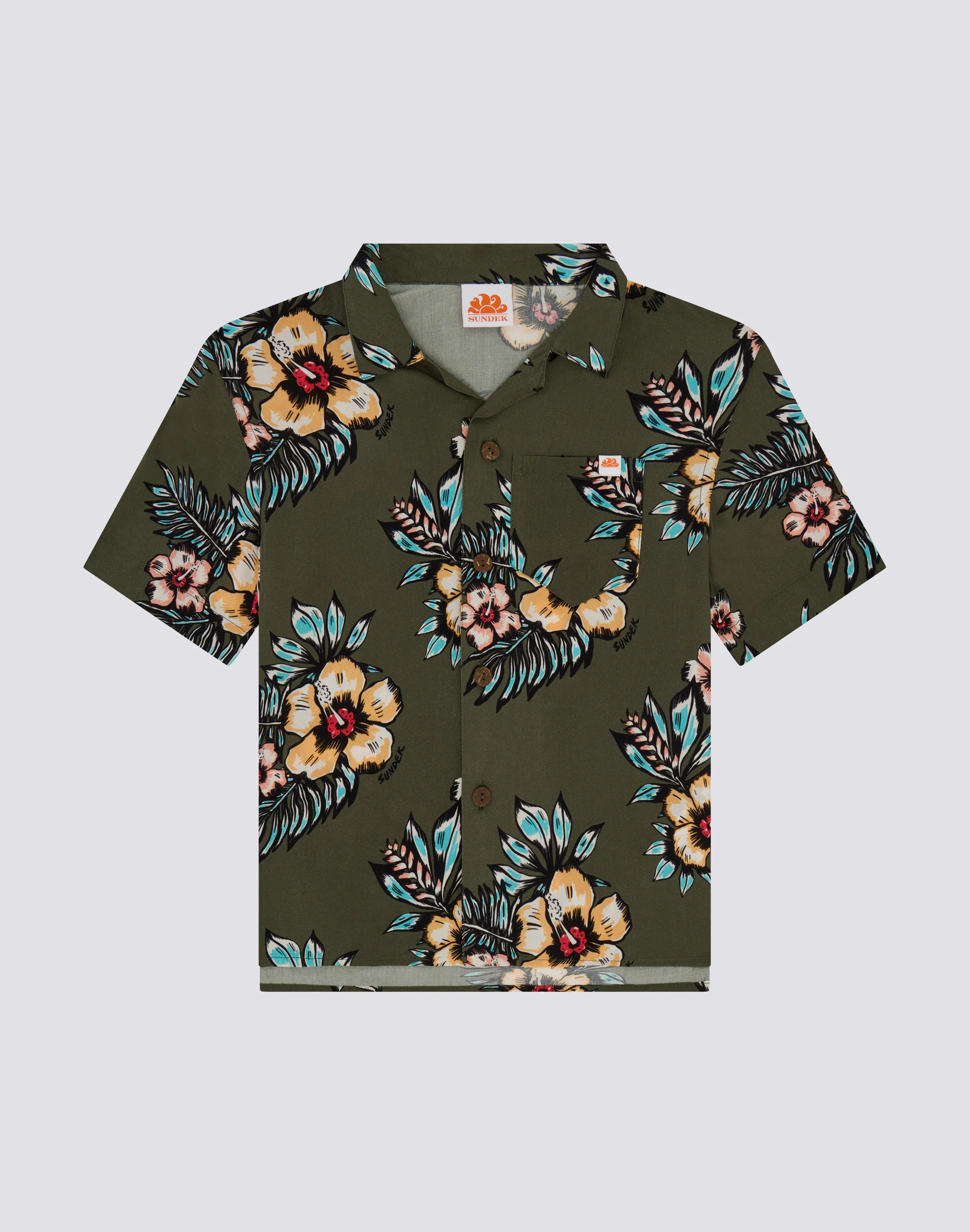 CAMICIA DA BAMBINO MODELLO BOWLING CON STAMPA FLOREALE
