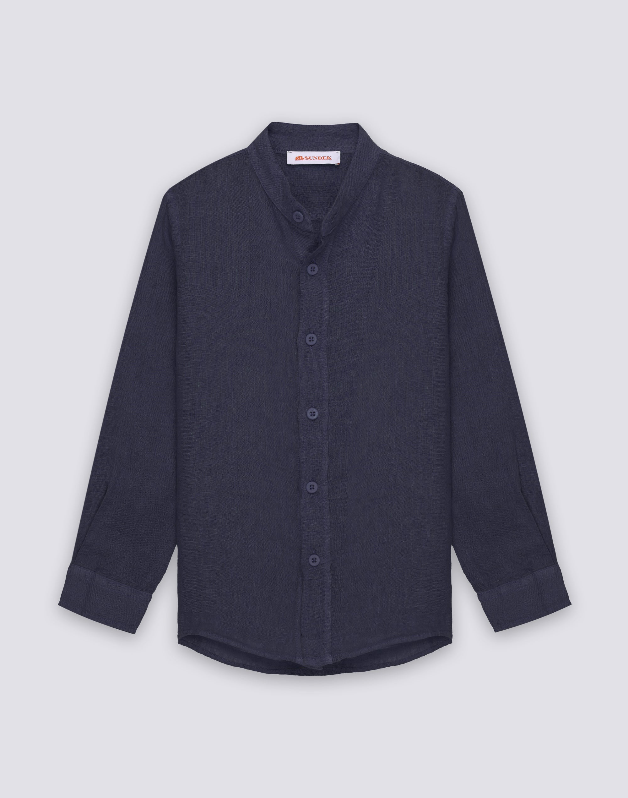 CAMICIA IN LINO DA BAMBINO A MANICA LUNGA CON COLLETTO ALLA COREANA