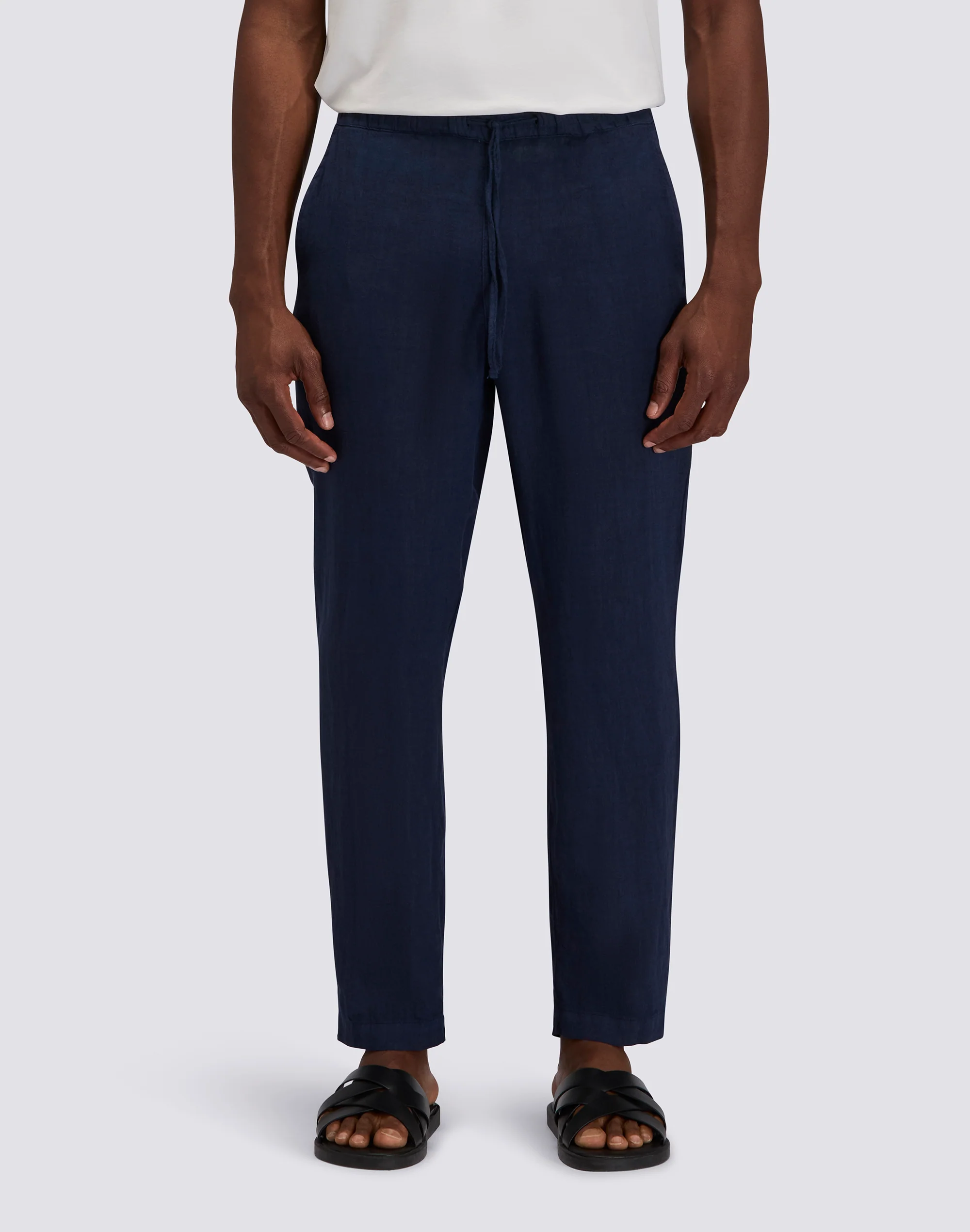 PANTALONI UOMO A VITA ELASTICATA IN LINO