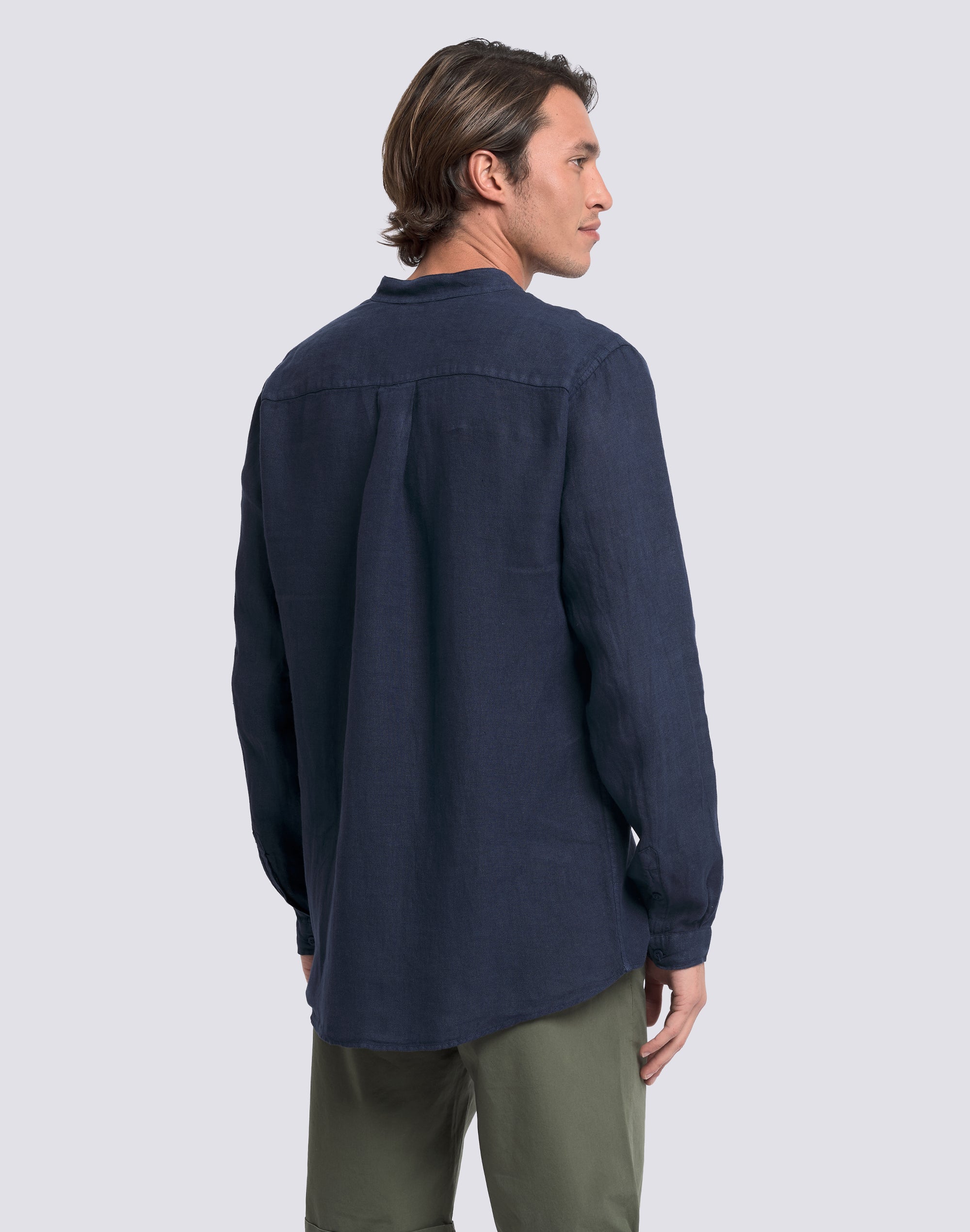 CAMICIA DA UOMO ALLA COREANA IN LINO TINTO CAPO - Image 5