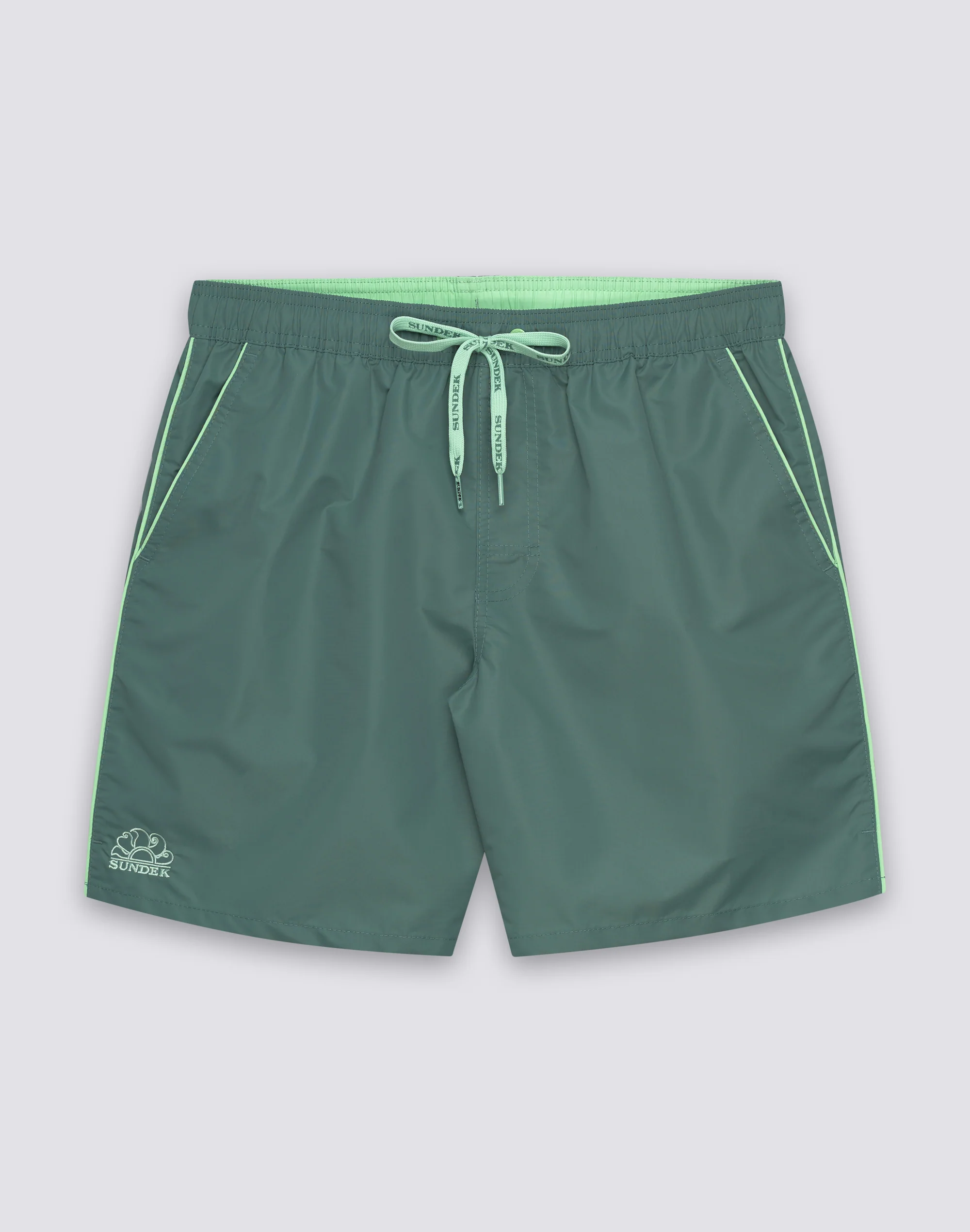 COSTUME DA BAGNO UOMO LUNGHEZZA MEDIA VITA ELASTICATA CON PIPING