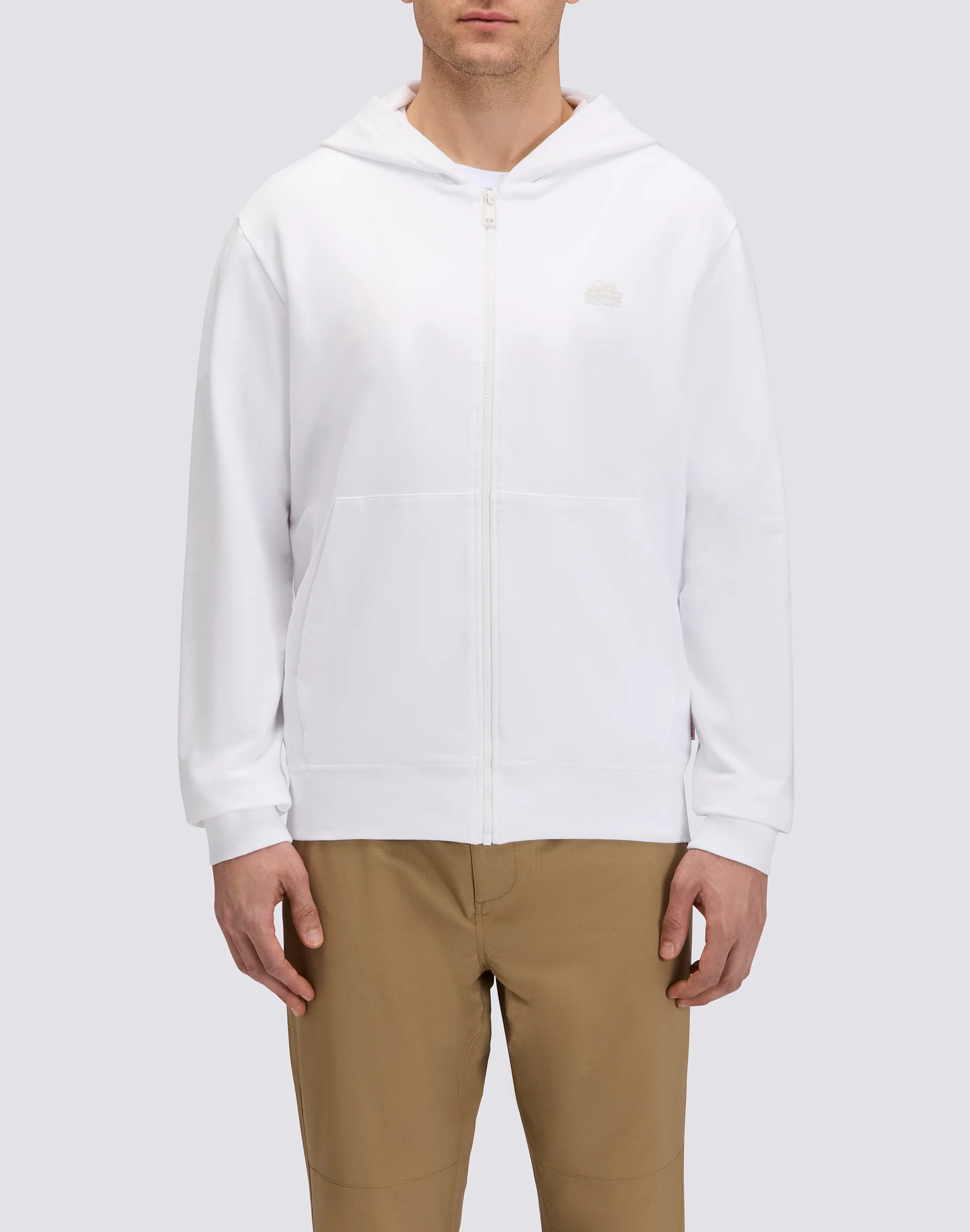 FELPA UOMO IN COTONE DEGARZATO CON FULL ZIP E CAPPUCCIO