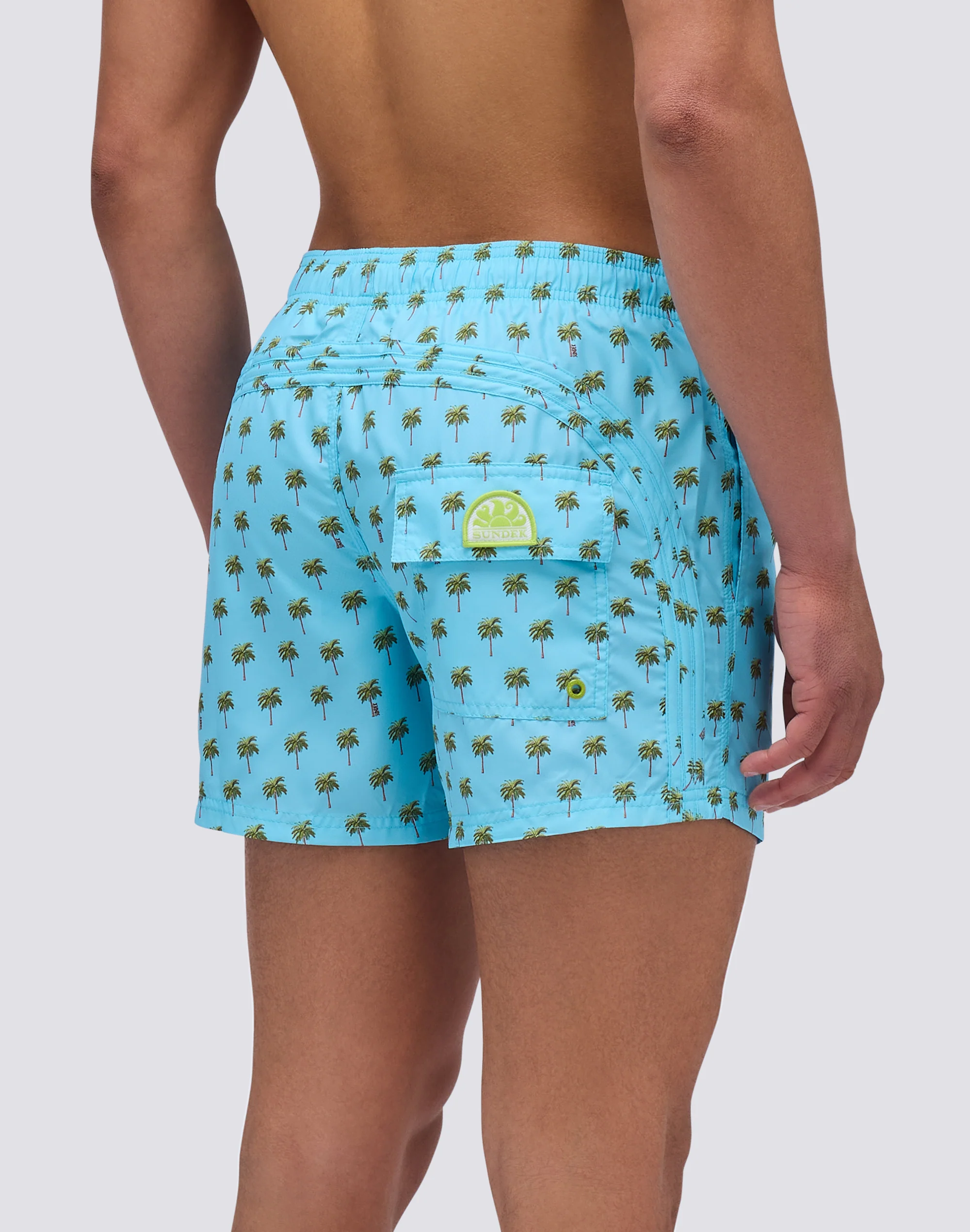 COSTUME DA BAGNO UOMO CORTO VITA ELASTICATA POLIESTERE RICICLATO REPREVE® CON STAMPA PALMINE