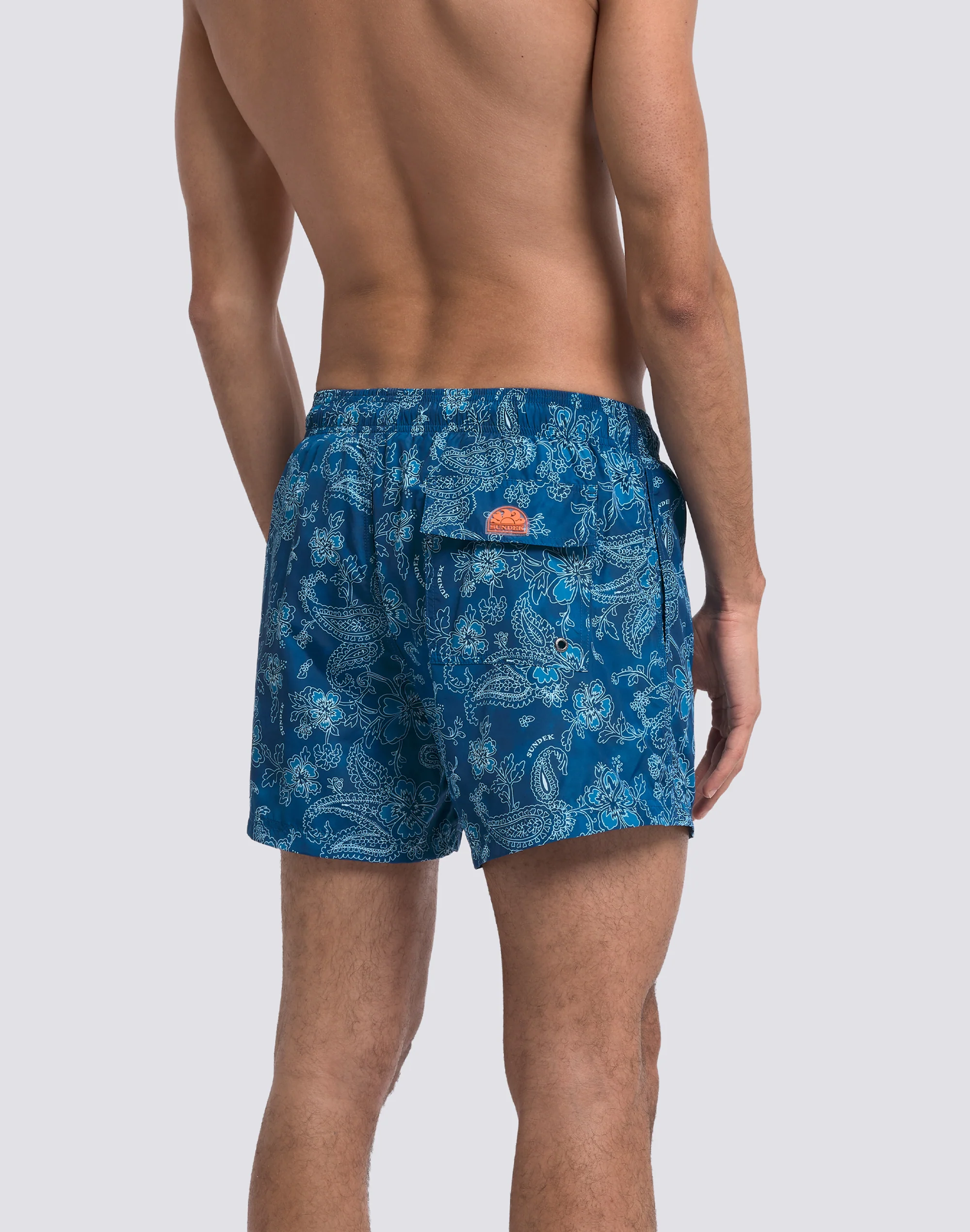 COSTUME DA BAGNO UOMO CORTO VITA ELASTICATA STAMPA HIBI PAISLEY IN POLY RICICLATO - Image 5