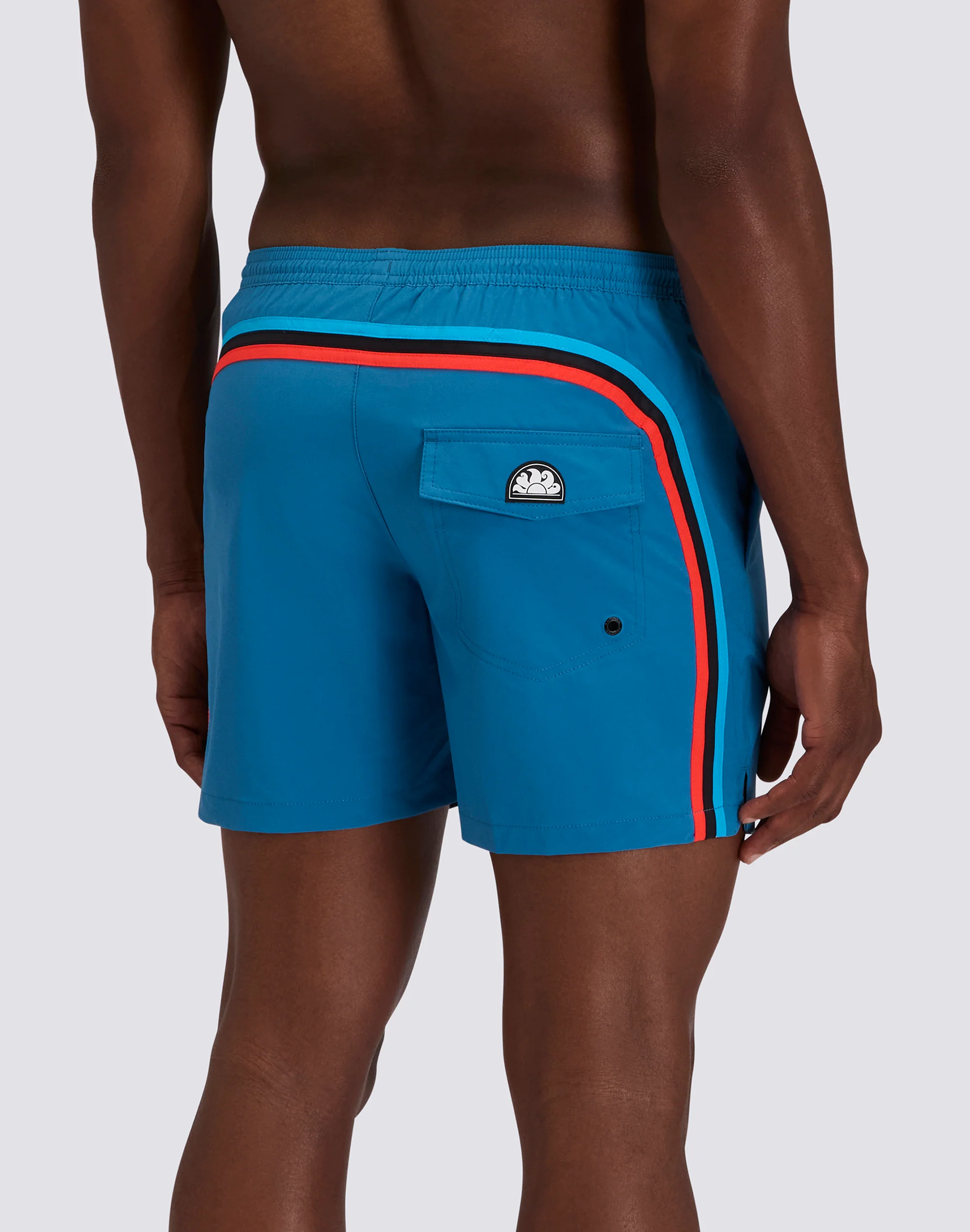 COSTUME DA BAGNO UOMO CON TESSUTO STRETCH A VITA ELASTICATA E CON CUSTODIA REMOVIBILE