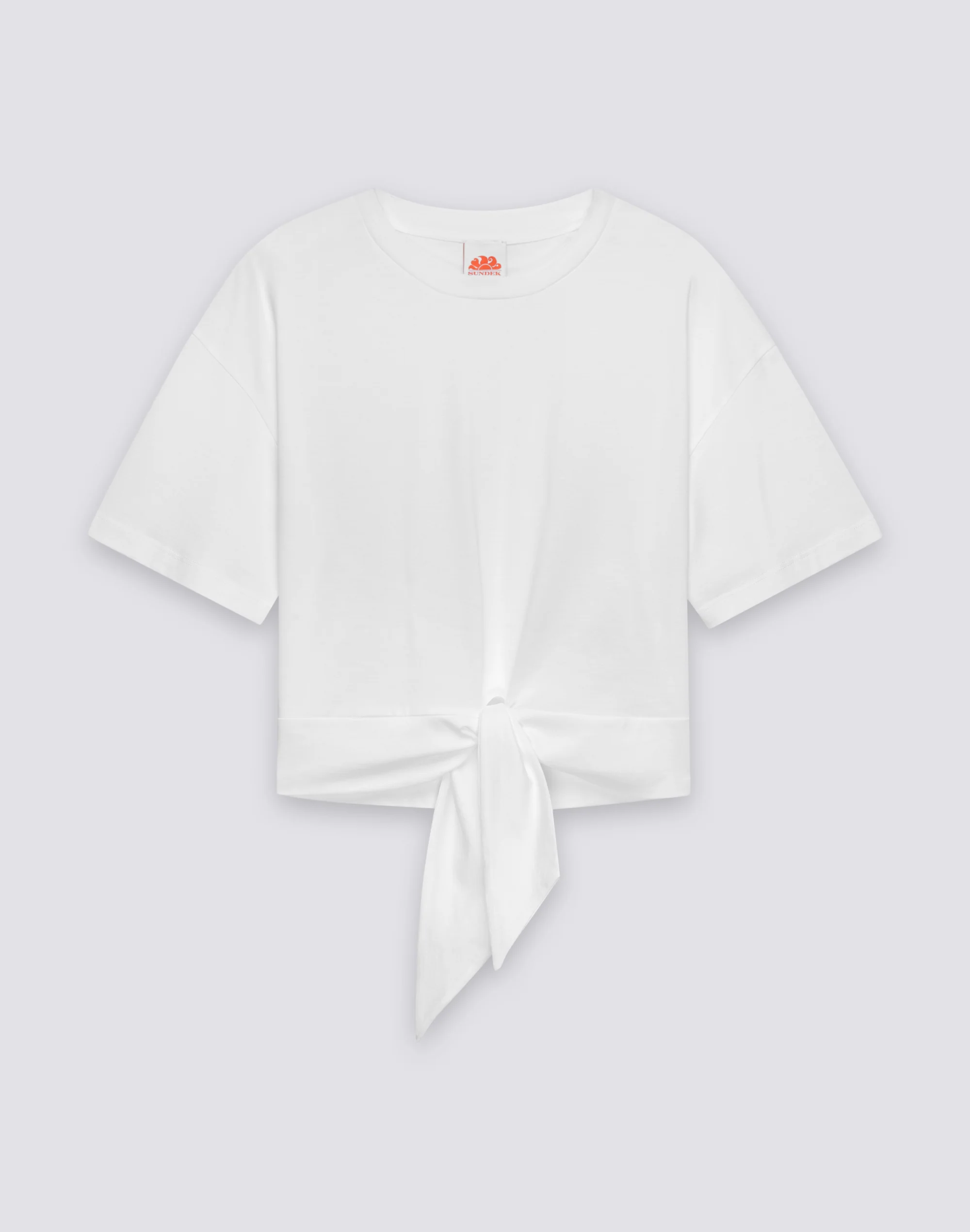 T-SHIRT DONNA CROP BOXY FIT CON NODO