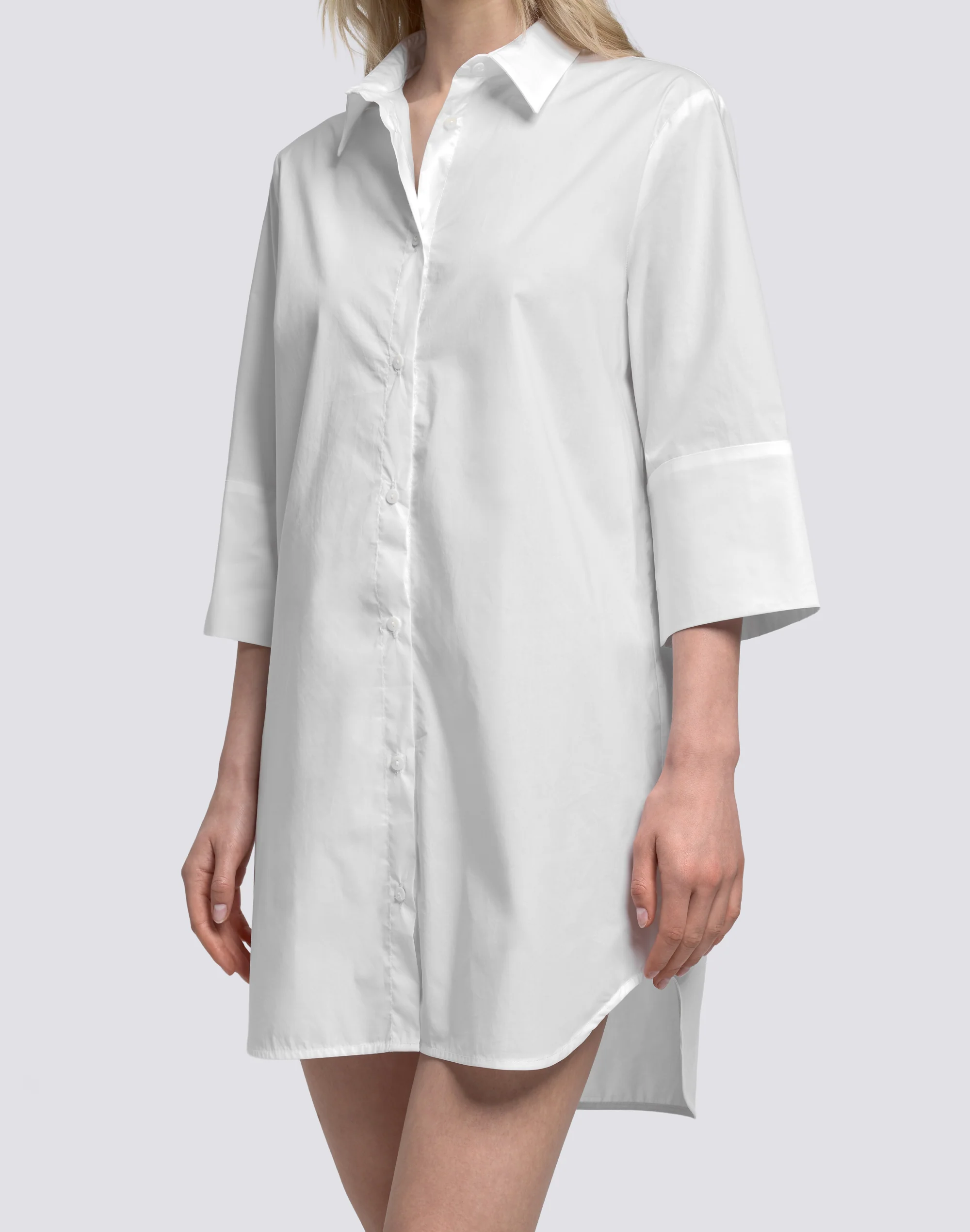 CAMICIONE IN POPELINE CORTO DA DONNA - Image 4