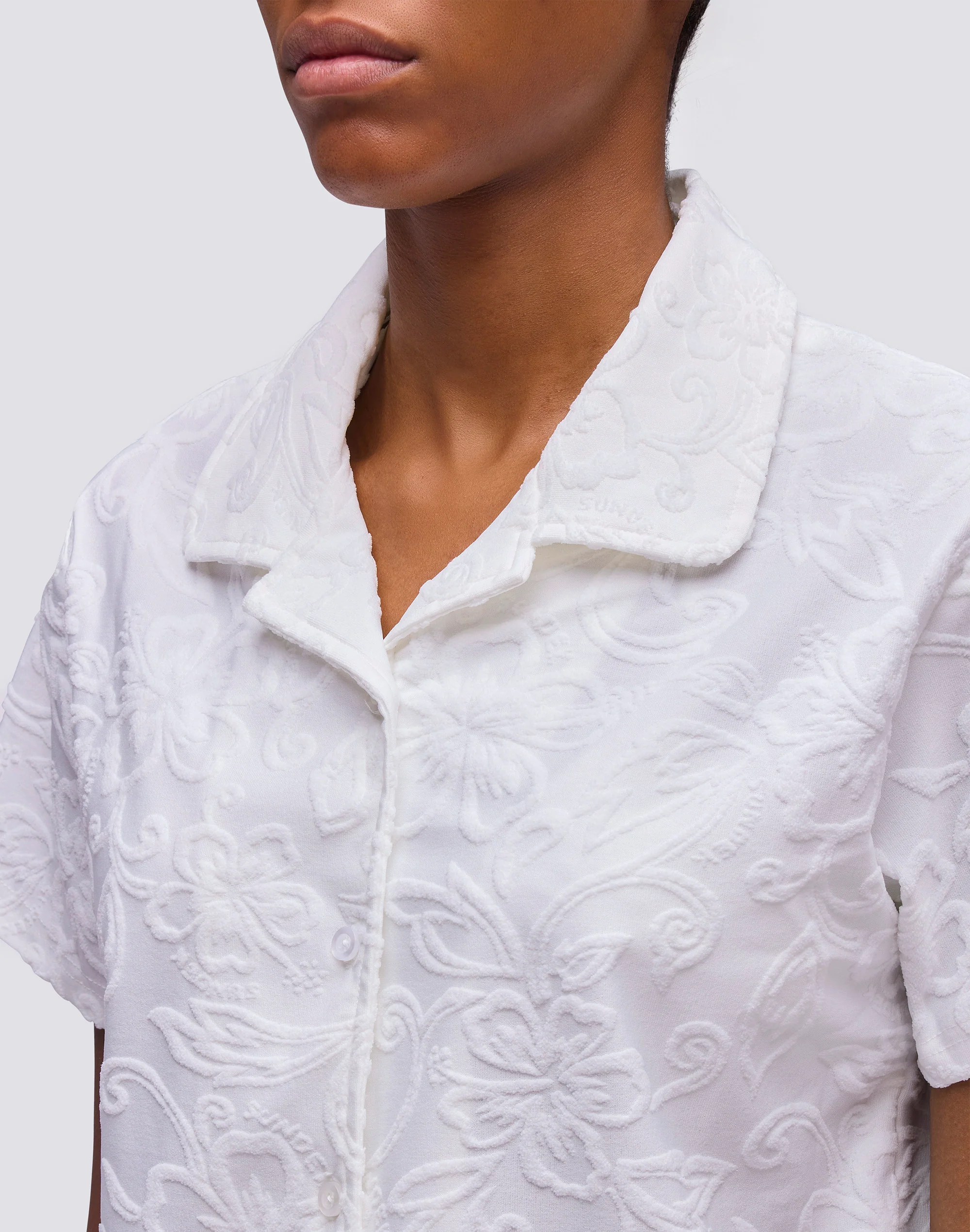 CAMICIA MODELLO BOWLING IN SPUGNA JACQUARD CON MOTIVO SK23 - Image 3