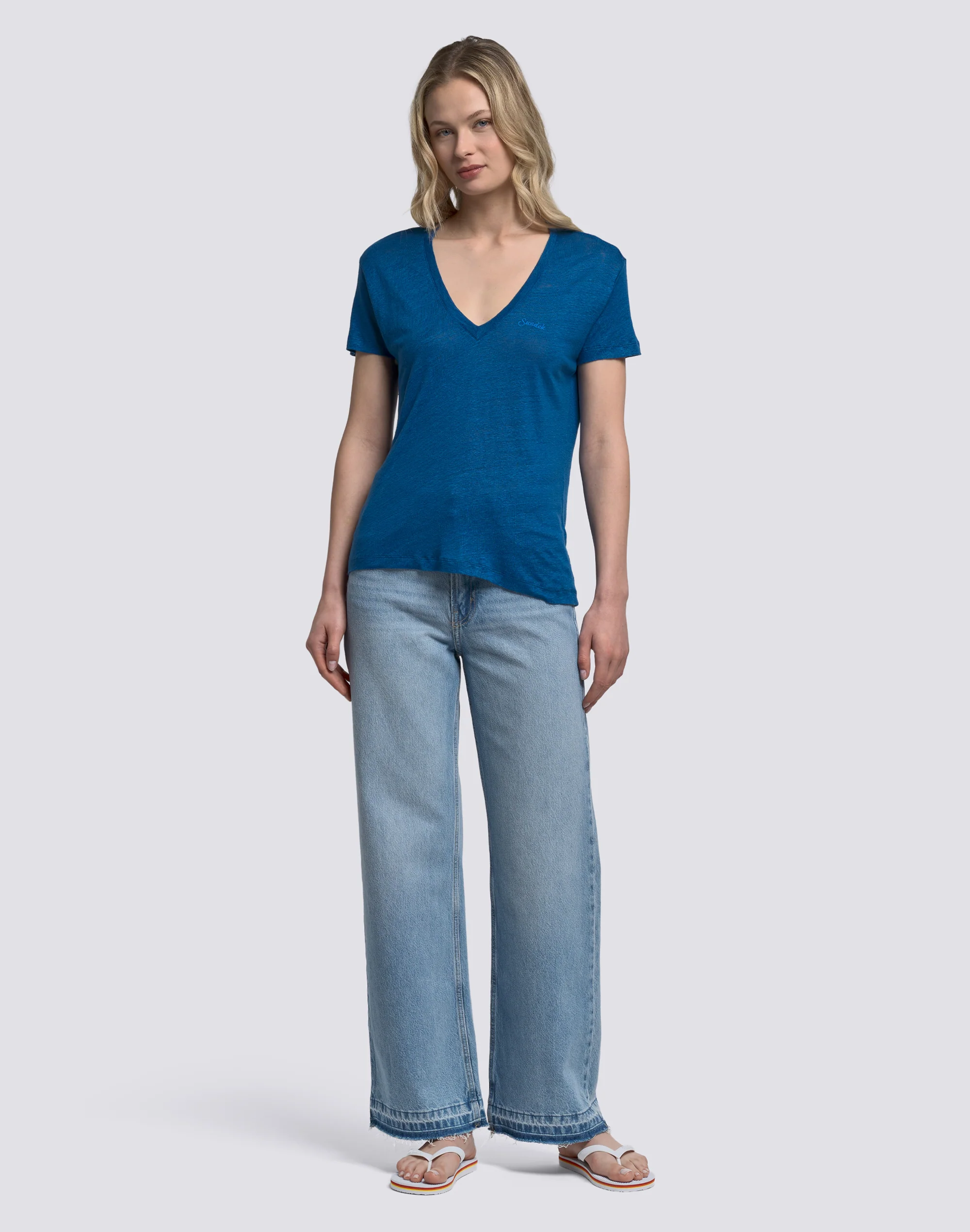 T-SHIRT DONNA A MEZZE MANICHE IN LINO - Image 3