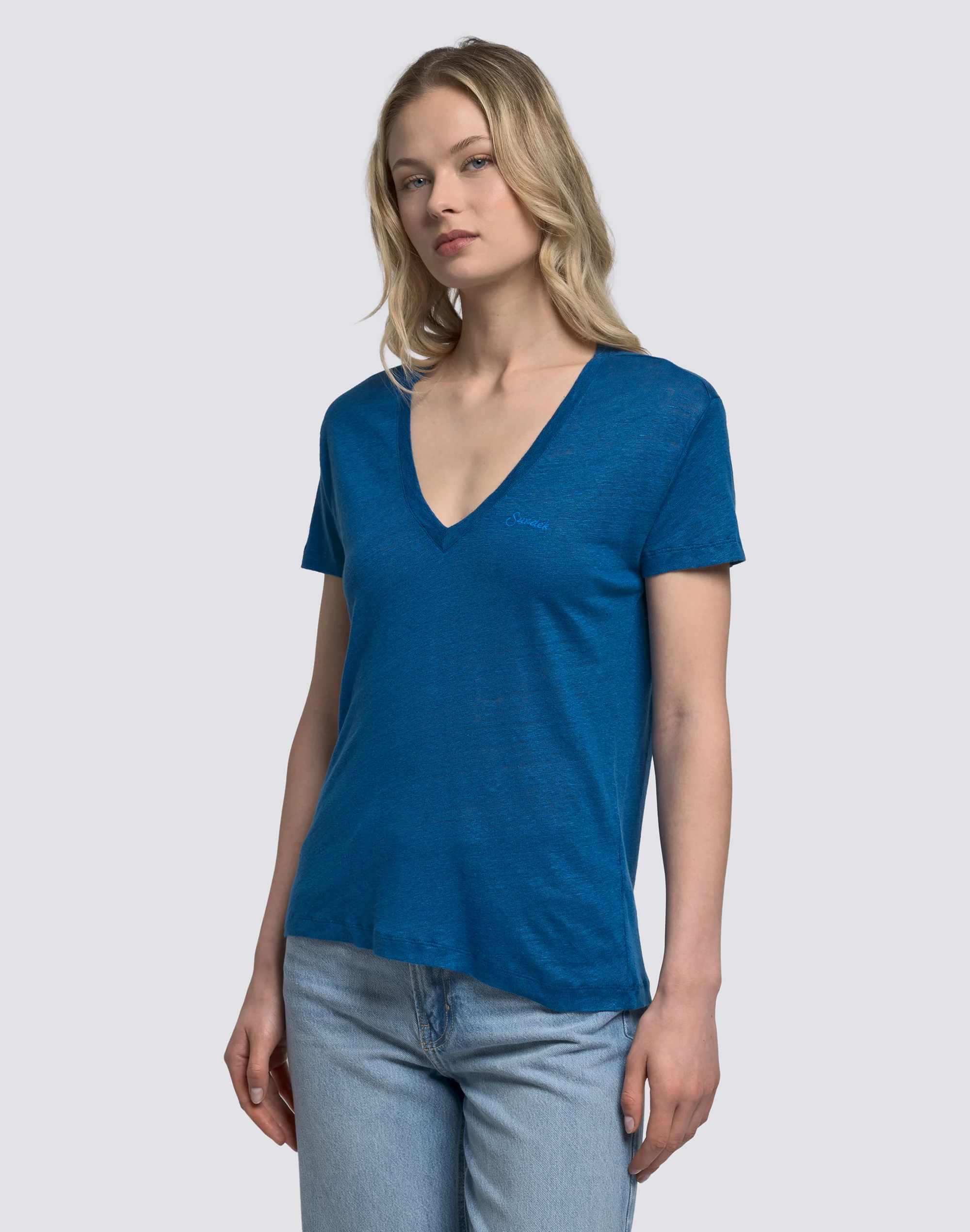 T-SHIRT DONNA A MEZZE MANICHE IN LINO - Image 4